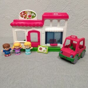 Little People Pizza Delivery Car, Restaurant, 3 figures, Spaghetti Food Tray
